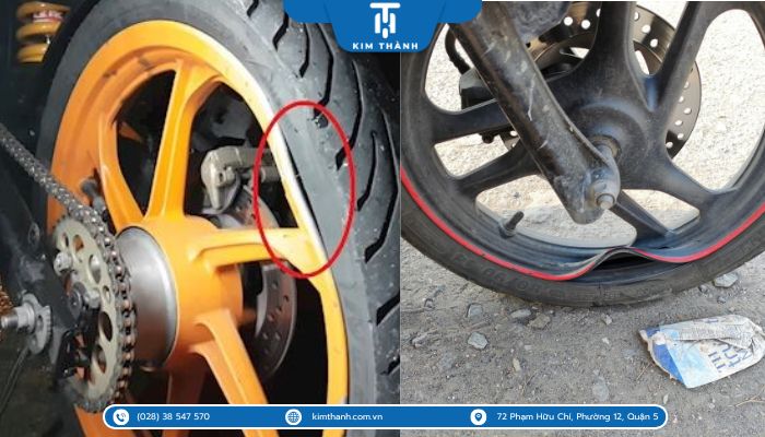 Đầu xe bị nghiêng do mâm vành xe cong, vênh