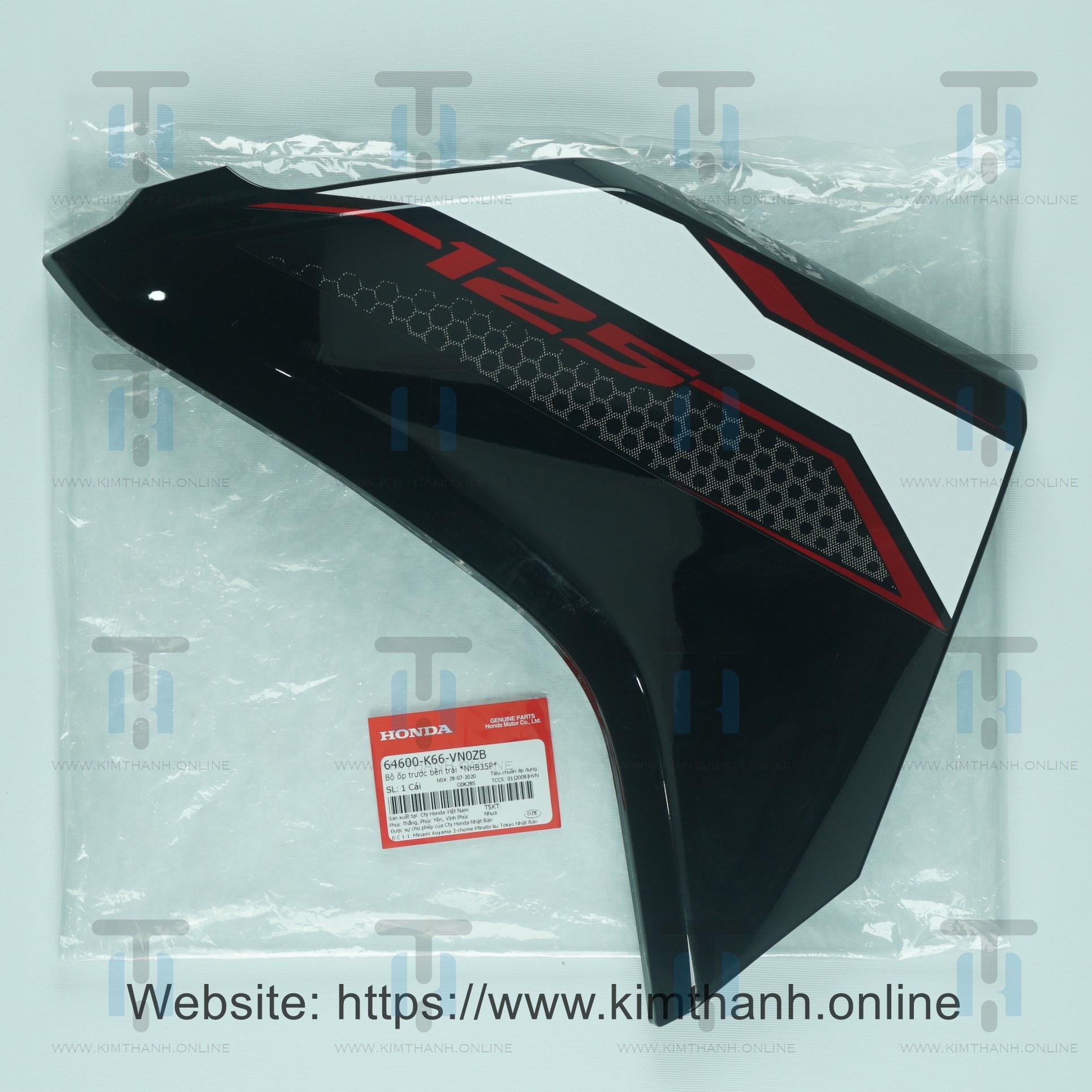 Bững/Cánh yếm đen bóng trái tem trắng 2019 Air Blade 2016 - 2019 đèn LED