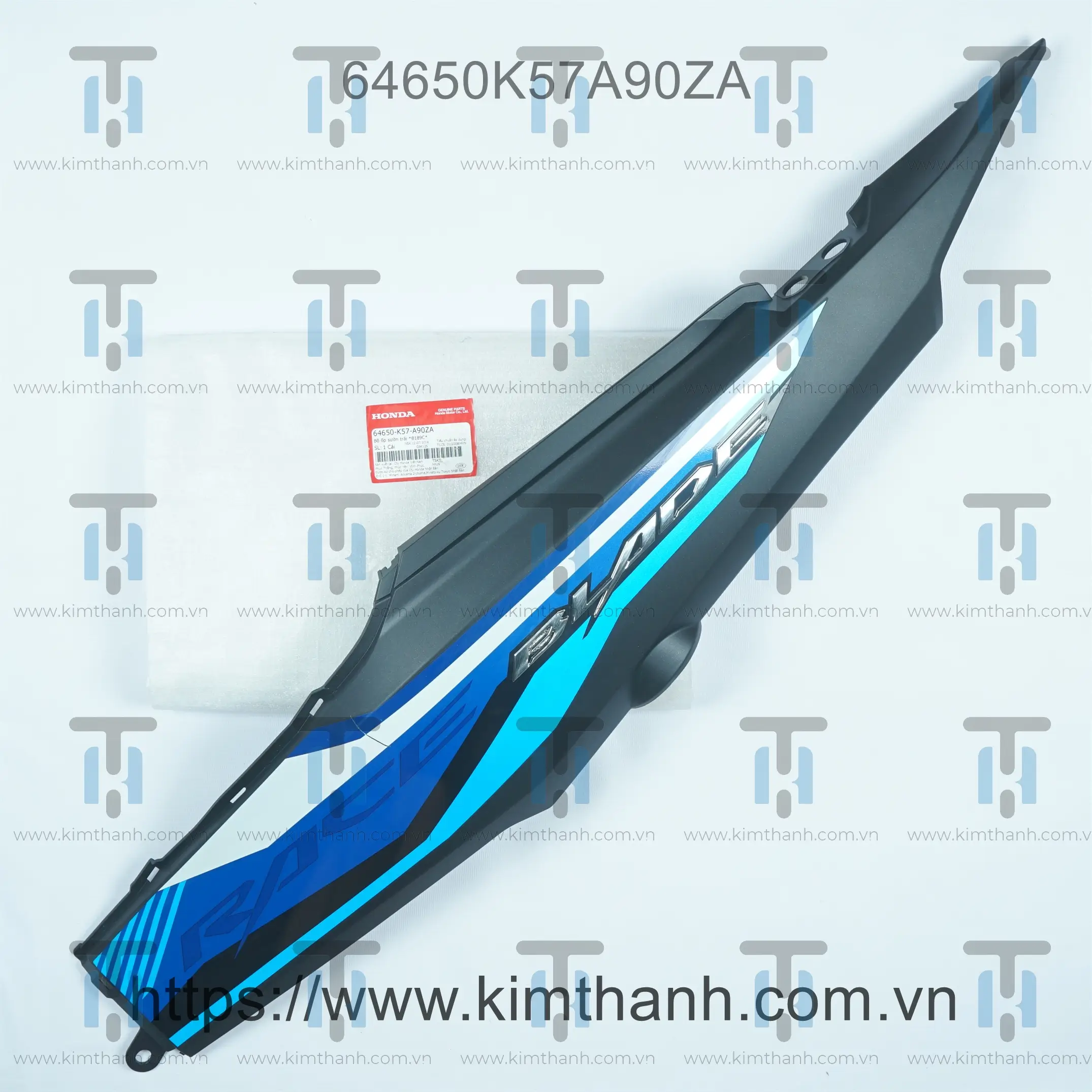 Ốp sườn đen mờ trái tem trắng xanh 2020 Wave Blade 2017