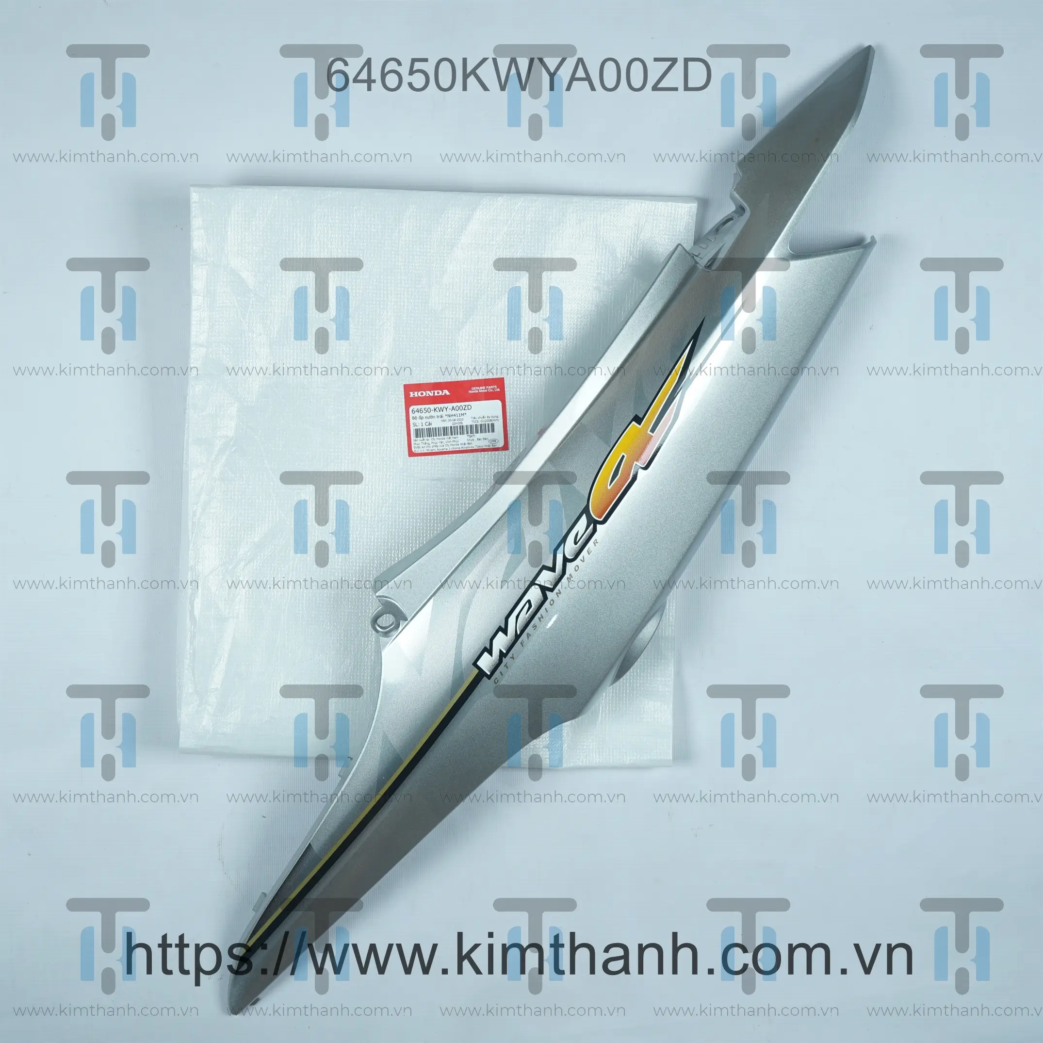 Ốp sườn bạc trái có tem viền vàng 2010 Wave Alpha 2006