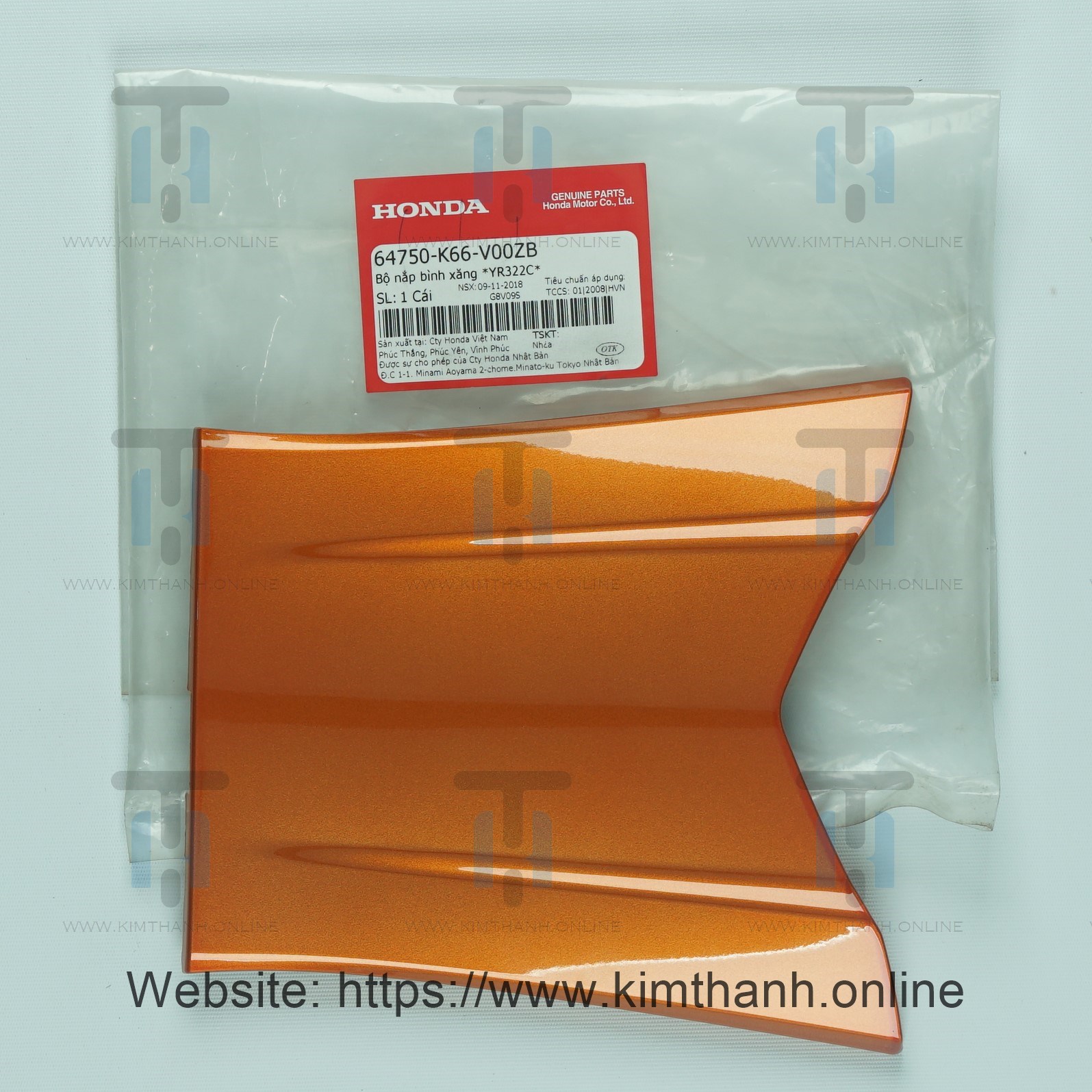 Ốp nắp bình xăng cho xe Air Blade 2016 màu cam có tem