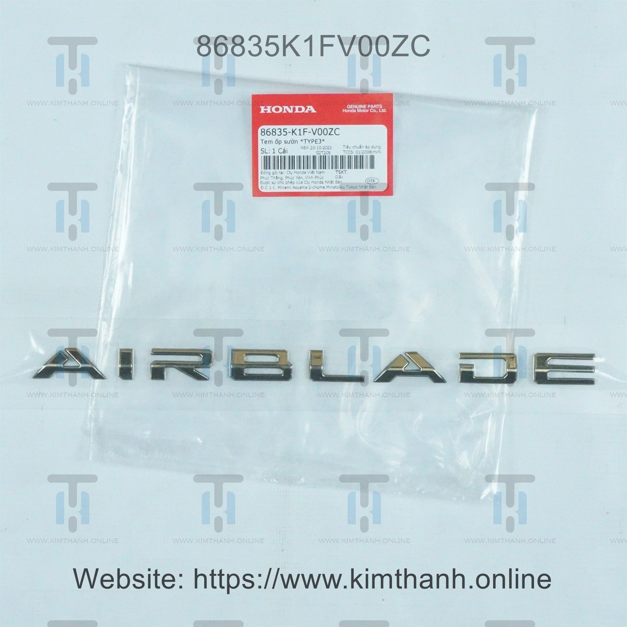 Tem ốp sườn nổi đồng Air Blade 2020 - 2021 đèn LED