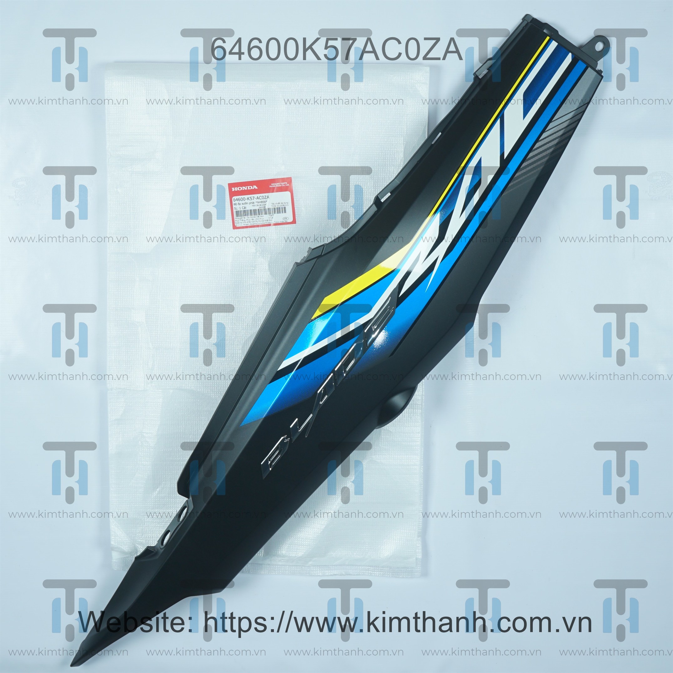 Ốp sườn đen mờ phải tem xanh xám 2021 Wave Blade 2017