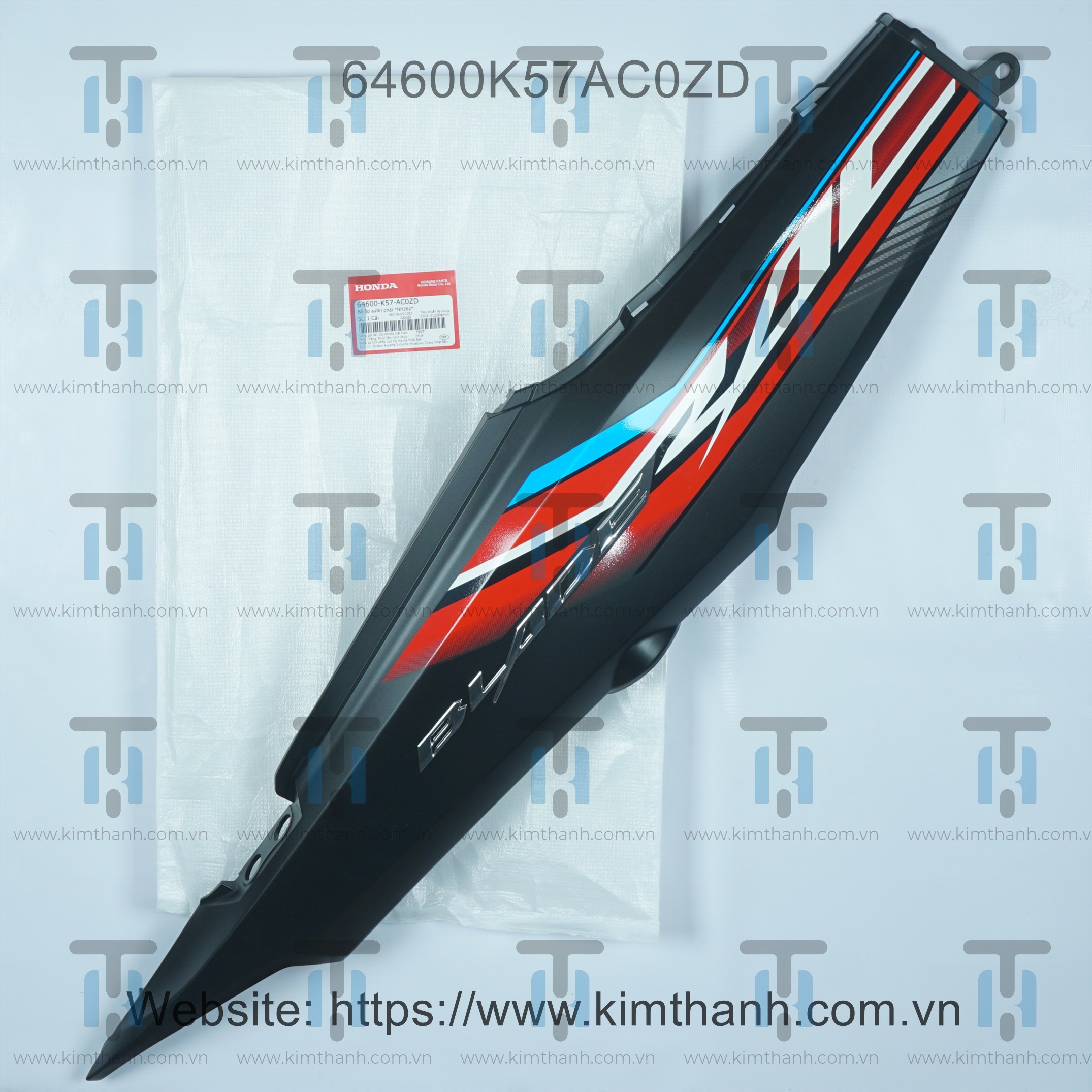Ốp sườn đen mờ phải tem tươi xám 2021 Wave Blade 2017