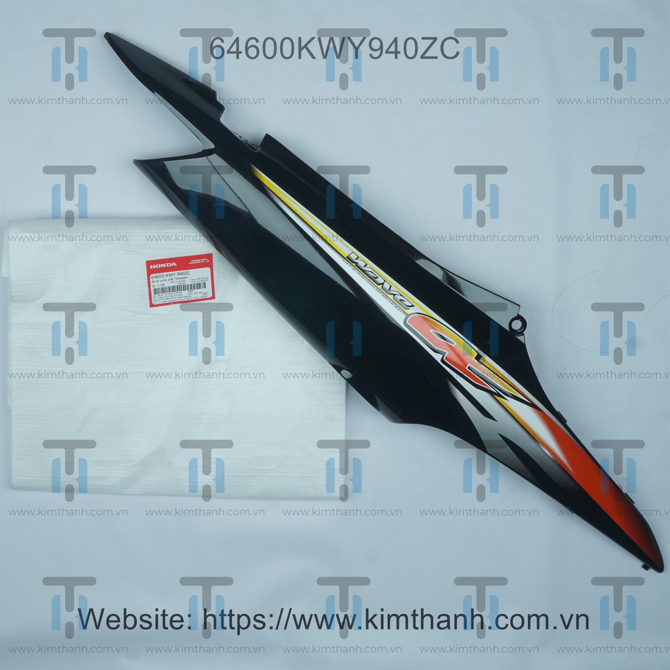 Ốp sườn đen phải tem 2008 Wave Alpha 2006