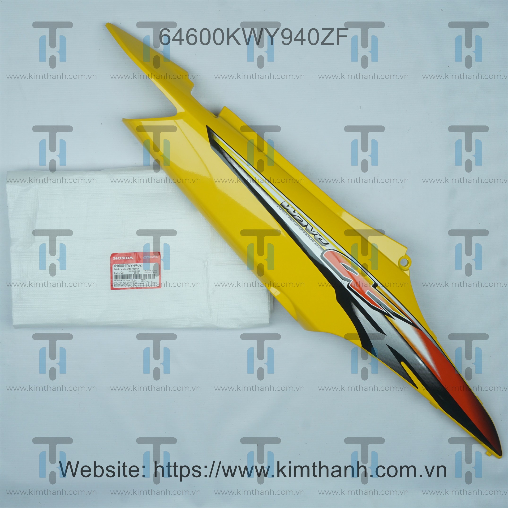 Ốp sườn vàng phải tem 2008 Wave Alpha 2006