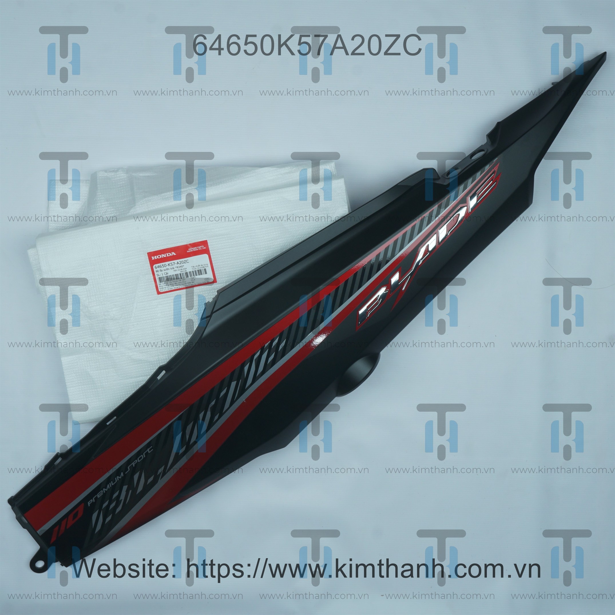Ốp sườn đen mờ trái tem đỏ xám Wave Blade 2017