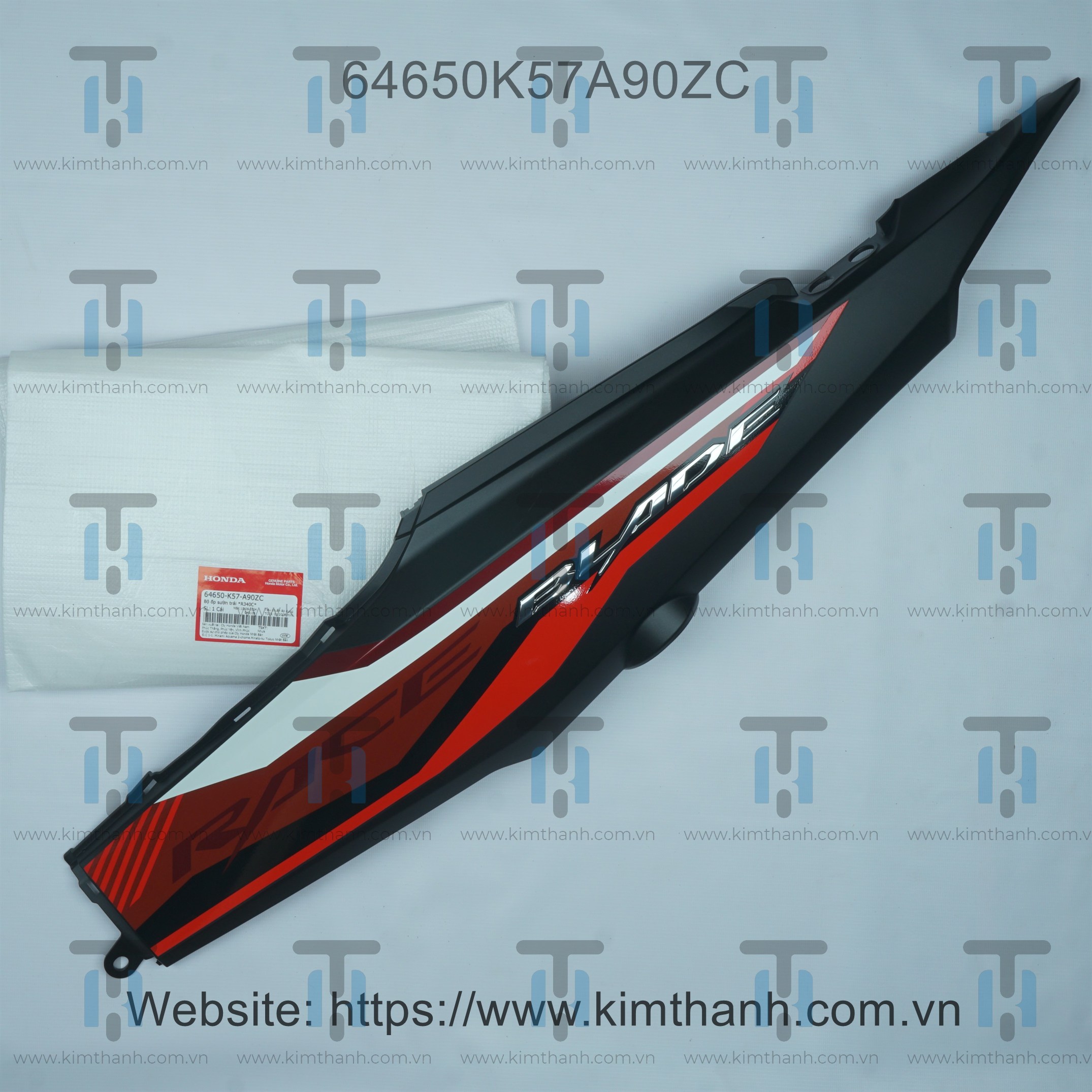 Ốp sườn đen mờ trái tem đỏ trắng 2020 Wave Blade 2017