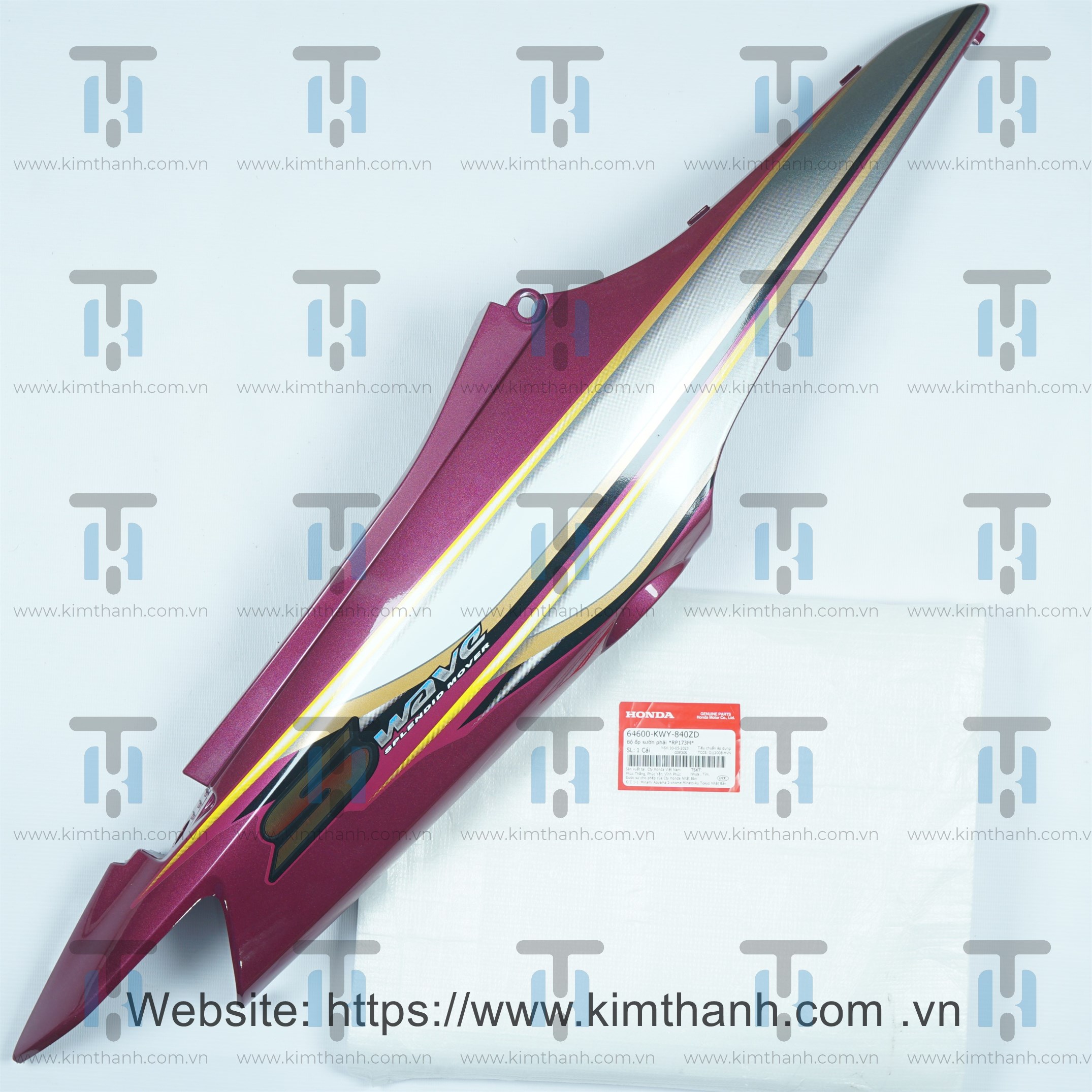 Ốp sườn hồng phải tem 2008 Wave S/RS 100cc